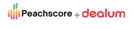 Peachscore and Dealum logos combined with a plus sign